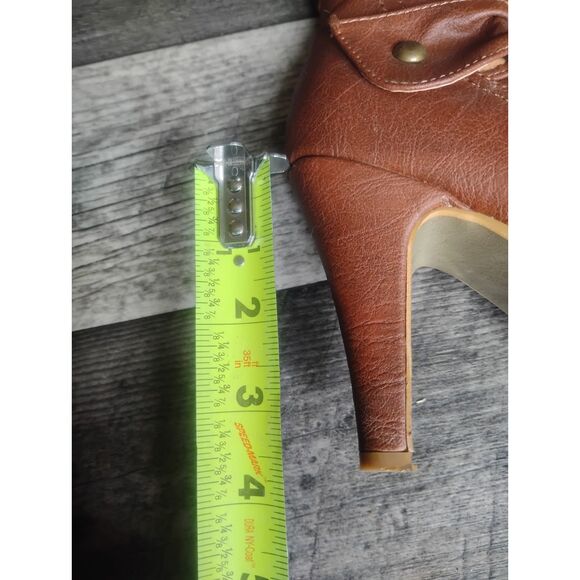 Top Moda Women's Size 5 Brown Faux Leather Heeled Boots- NWOT - Picture 8 of 10